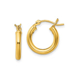 Sterling Silver Hoop Earrings, Gold Plated Tube Design, Smooth Finish, Latch Back Closure