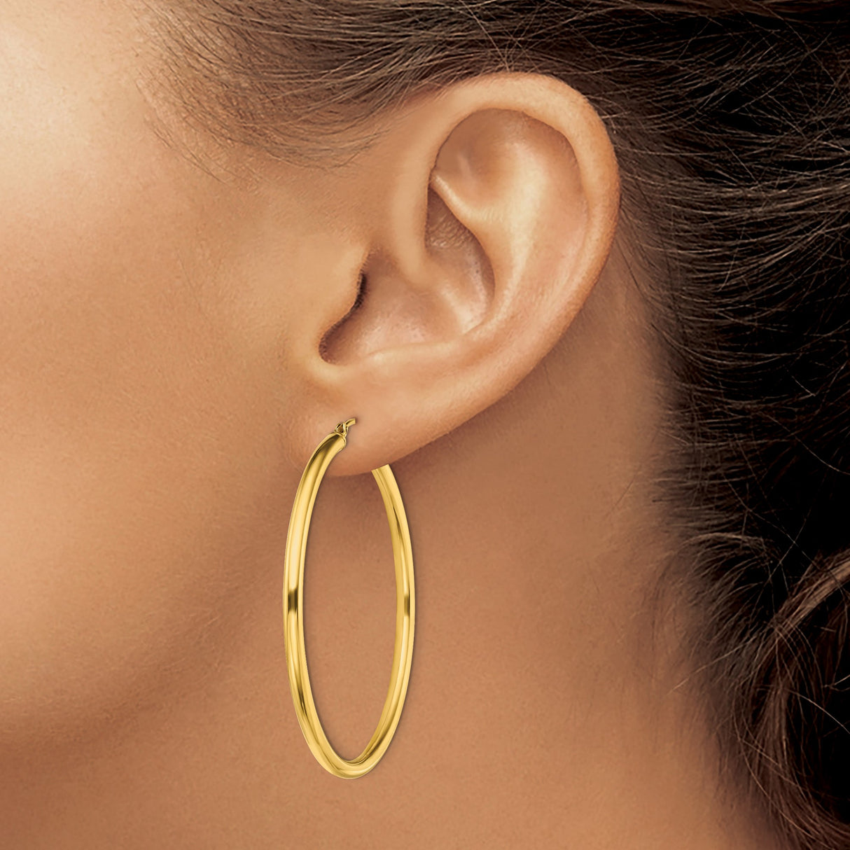 Sterling Silver Hoop Earrings with Smooth Finish, Classic Gold Plated Round Tube Design for Women