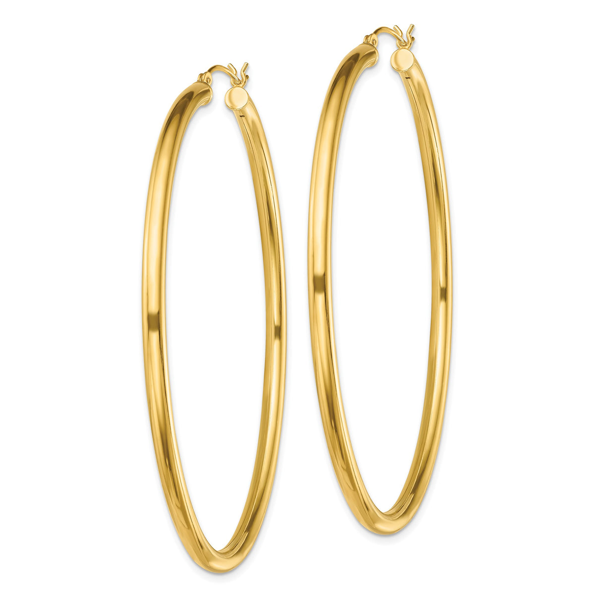 Sterling Silver Hoop Earrings, Large Smooth Tube with Polished Finish, Minimalist Modern Style