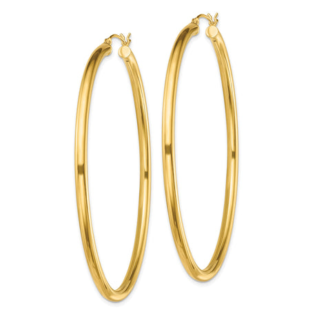Sterling Silver Hoop Earrings, Large Smooth Tube with Polished Finish, Minimalist Modern Style