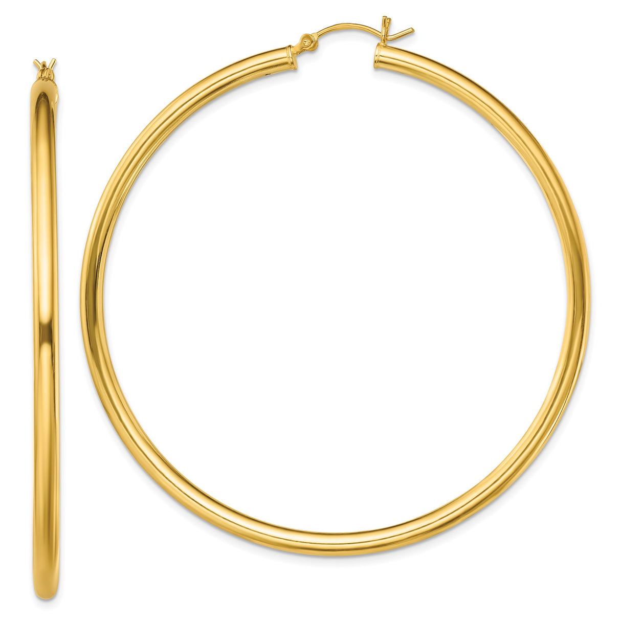 Sterling Silver Hoop Earrings, Large Smooth Tube with Polished Finish, Minimalist Modern Style