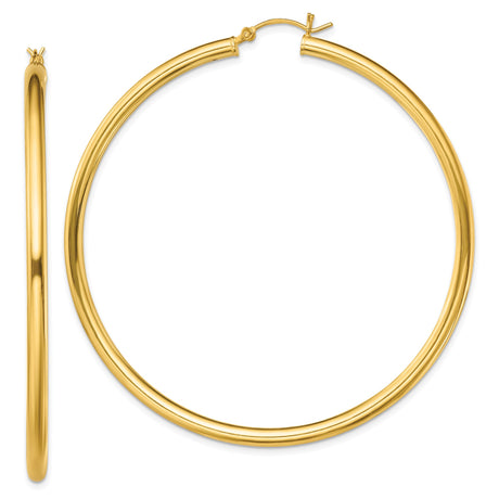 Sterling Silver Hoop Earrings, Large Smooth Tube with Polished Finish, Minimalist Modern Style