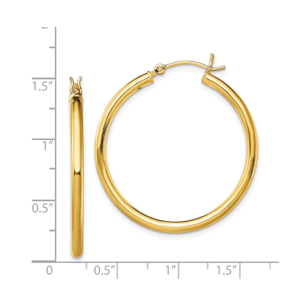 Sterling Silver Gold Plated Hoop Earrings, Classic Round Tube Design, Polished Finish