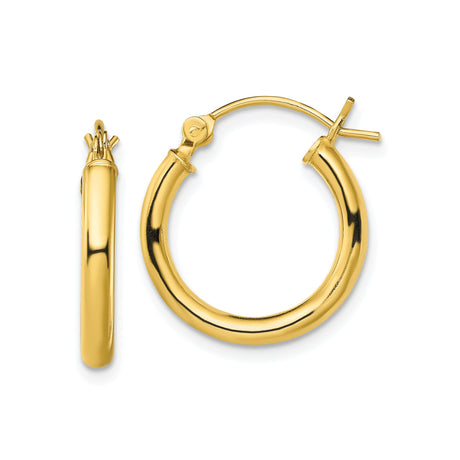 Sterling Silver Hoop Earrings, Gold Tone Tube Hoops with Hinged Snap Closure, Smooth Finish