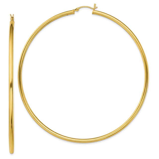 Sterling Silver Hoop Earrings, Large Polished Tube Hoops with Smooth Finish, Lightweight Design