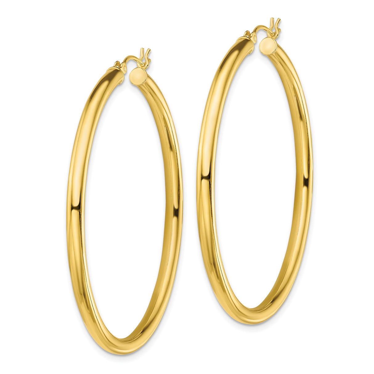 Sterling Silver Hoop Earrings, Large Polished Round Gold Plated Minimalist Style for Women