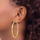 Sterling Silver Hoop Earrings, Large Polished Round Gold Plated Minimalist Style for Women
