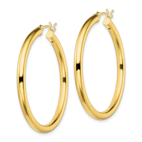 Sterling Silver Hoop Earrings, Gold Plated Round Tube with Polished Finish, Lightweight Design