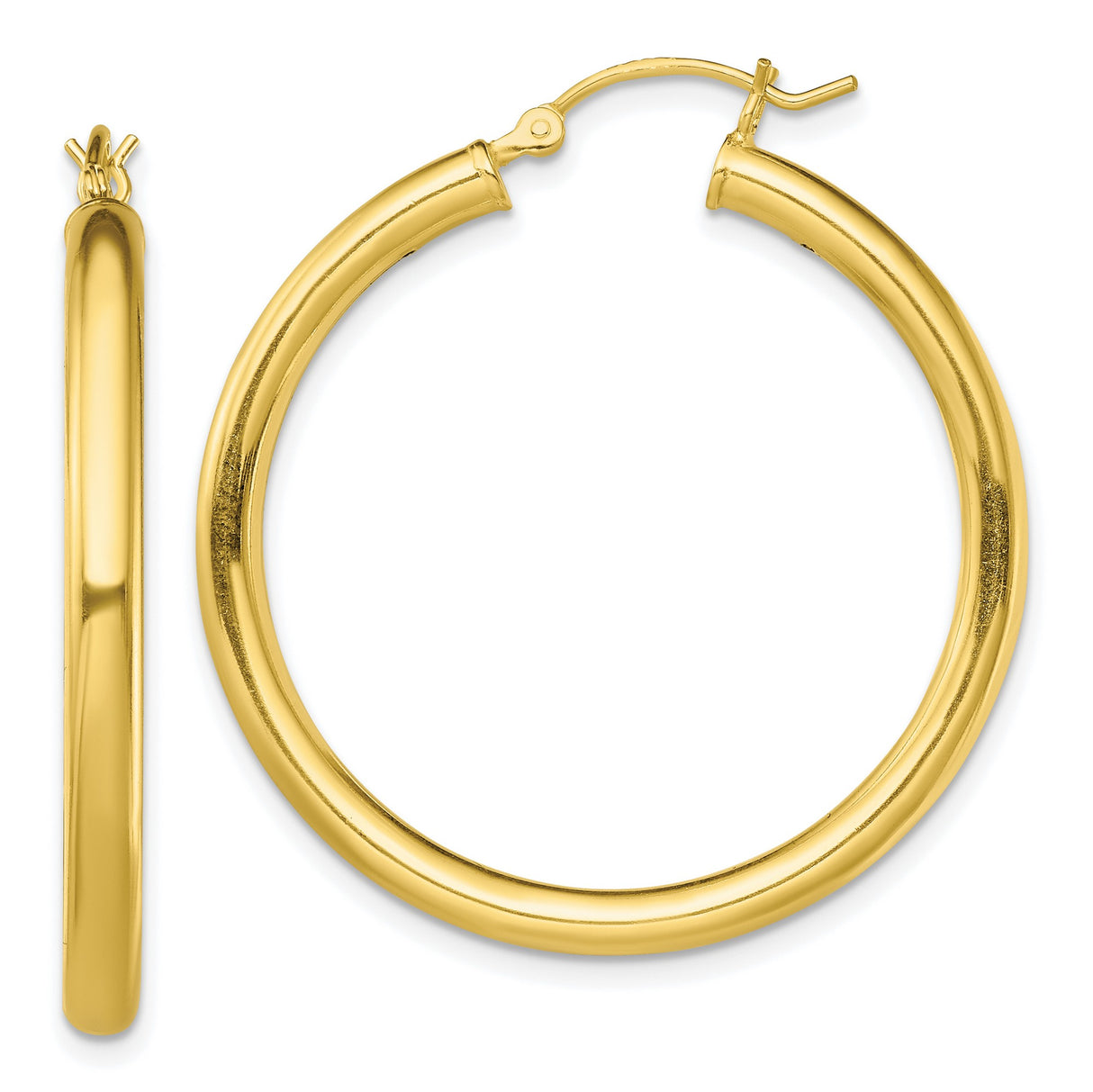 Sterling Silver Gold Plated Hoop Earrings, Smooth Polished Finish, Lightweight Round Design