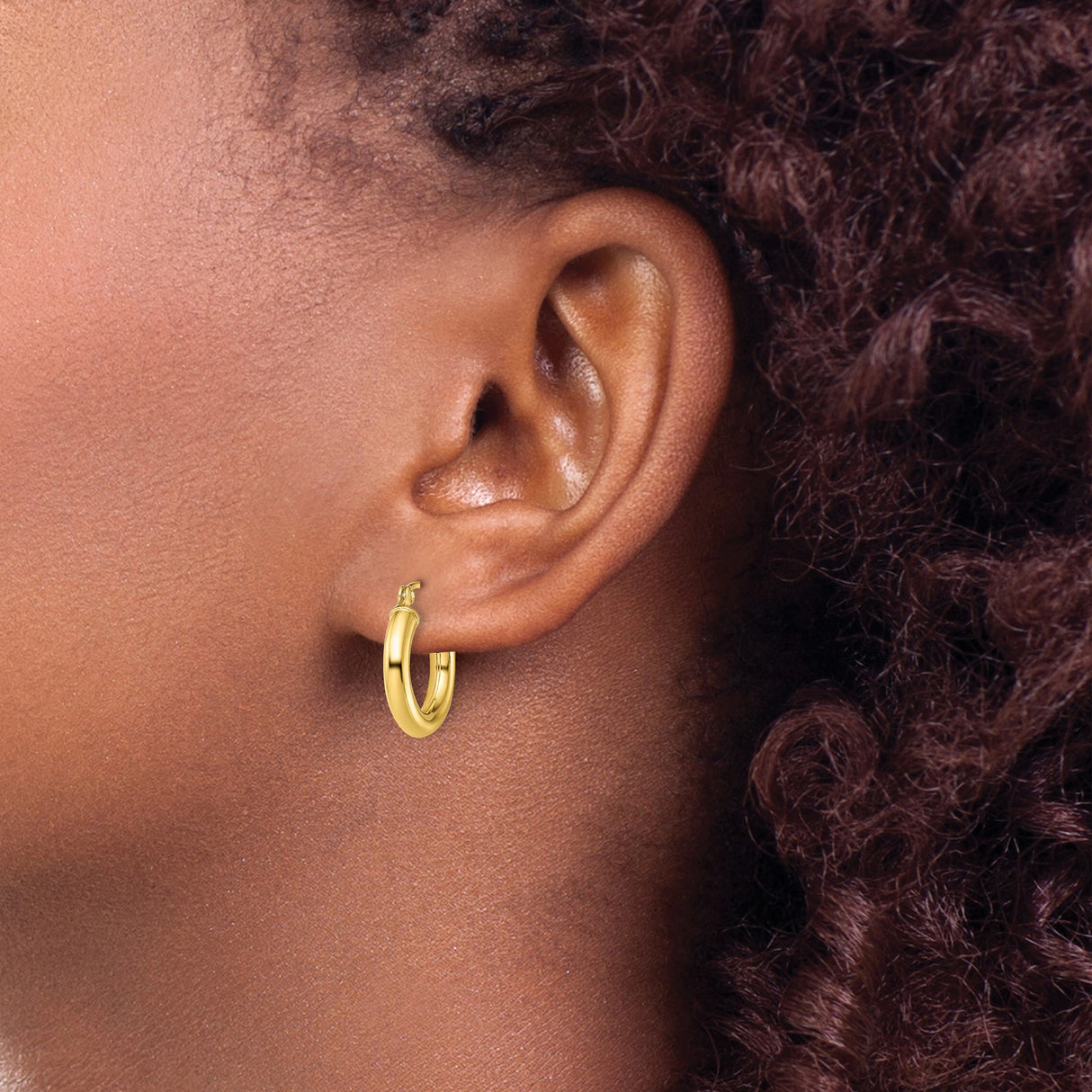 Sterling Silver Hoop Earrings, Classic Polished Round Tube Design with Hinged Snap Closure