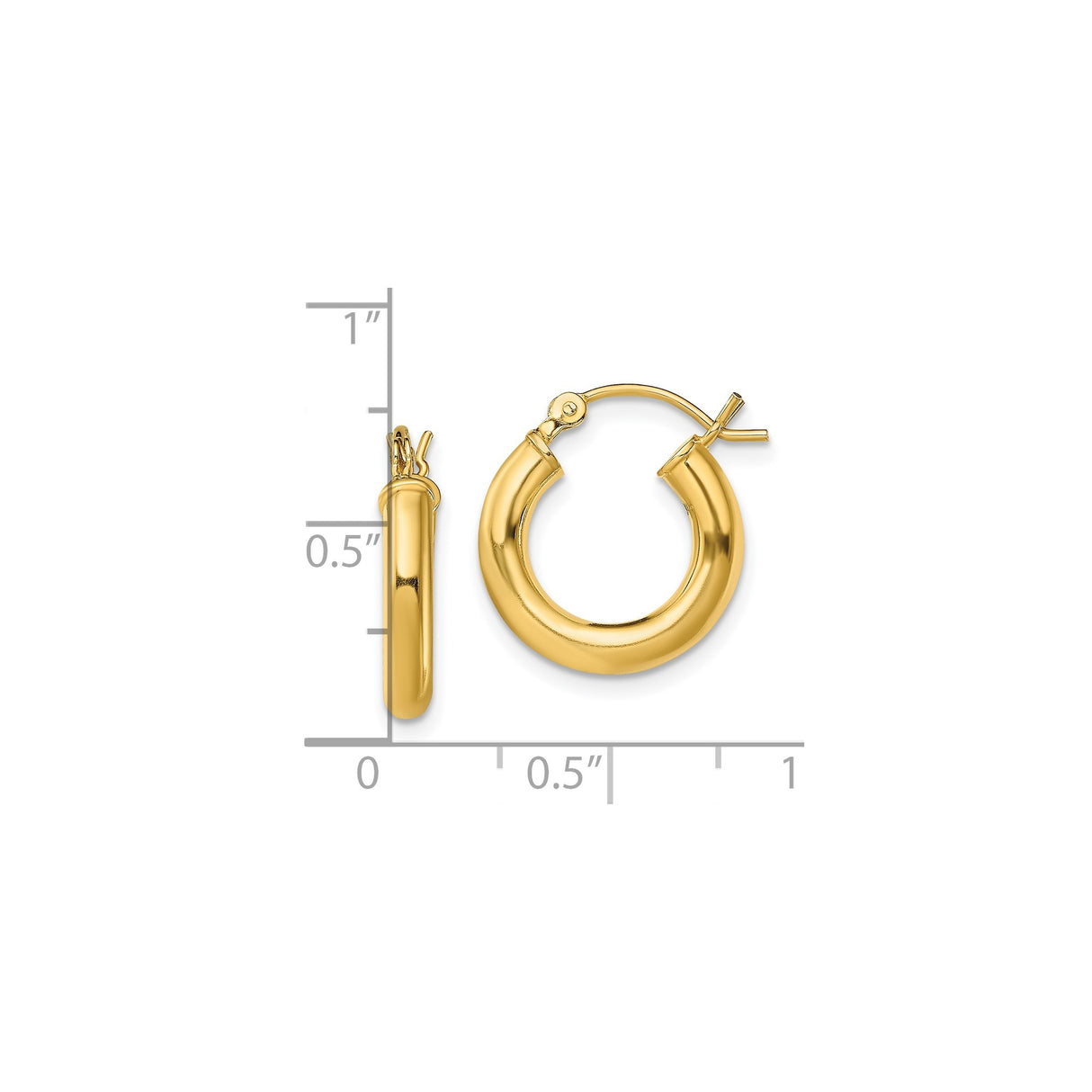 Sterling Silver Hoop Earrings, Classic Polished Round Tube Design with Hinged Snap Closure