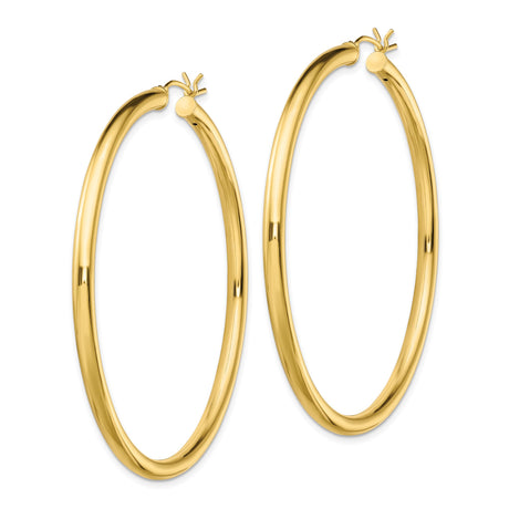 Sterling Silver Large Gold Tone Hoop Earrings, Polished Finish, Minimalist Tube Design for Women