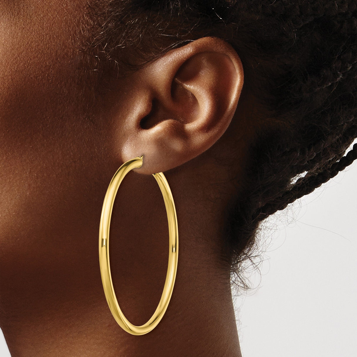 Sterling Silver Large Gold Tone Hoop Earrings, Polished Finish, Minimalist Tube Design for Women