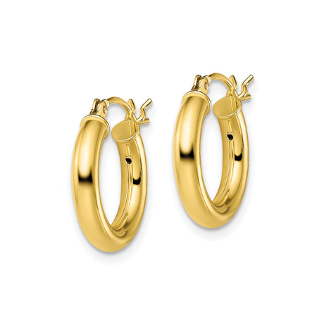 Sterling Silver Hoop Earrings, Gold Plated Round Tube Design, Lightweight Polished Style