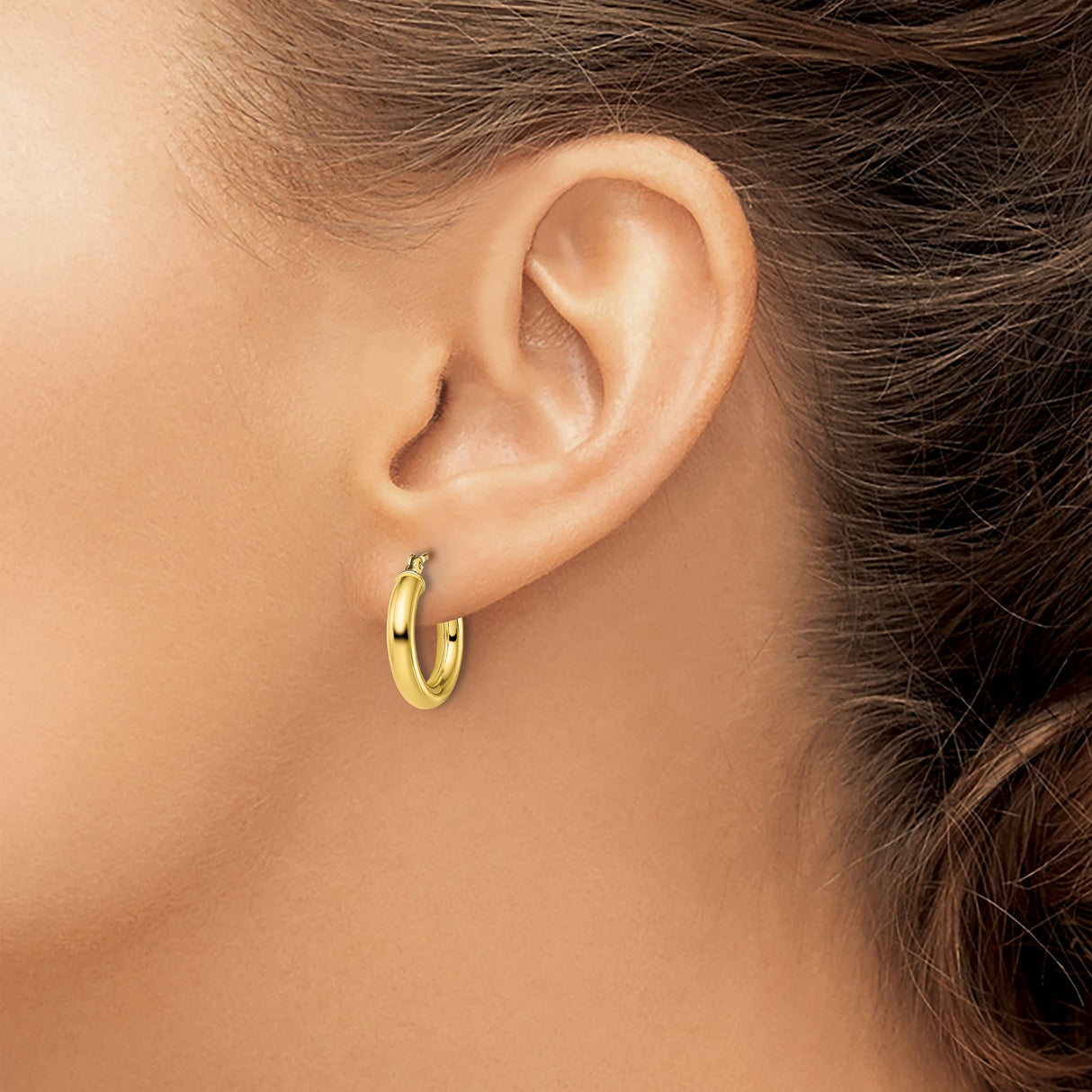 Sterling Silver Hoop Earrings, Gold Plated Round Tube Design, Lightweight Polished Style