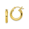 Sterling Silver Hoop Earrings, Gold Plated Round Tube Design, Lightweight Polished Style