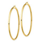 Sterling Silver Hoop Earrings, Gold Plated, Smooth Polished Finish, Lightweight Tube Style