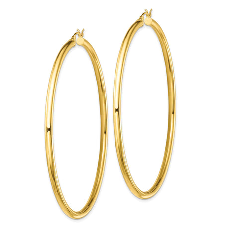 Sterling Silver Hoop Earrings, Gold Plated, Smooth Polished Finish, Lightweight Tube Style
