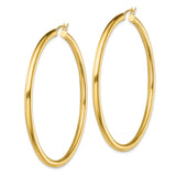 Sterling Silver Gold Plated Hoop Earrings, Large Round Smooth Polished Style for Women