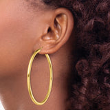 Sterling Silver Gold Plated Hoop Earrings, Large Round Smooth Polished Style for Women