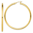 Sterling Silver Gold Plated Hoop Earrings, Large Round Smooth Polished Style for Women