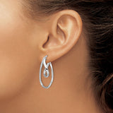 Sterling Silver Twisted Teardrop Hoop Earrings with Fluid Double Loop Design