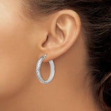 Sterling Silver Hoop Earrings with Twisted Rope Design and Polished Textured Finish
