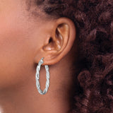 Sterling Silver Twisted Hoop Earrings with Braided Matte and Polished Finish