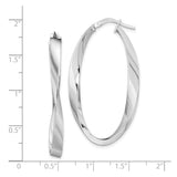 Sterling Silver Oval Twisted Hoop Earrings, Sleek Modern Lightweight Design for Women