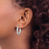 Sterling Silver Twisted Hoop Earrings with Polished and Textured Rope Design