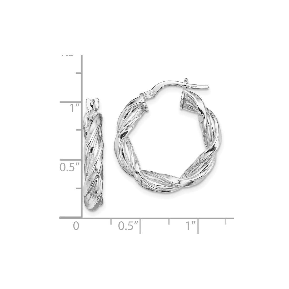 Sterling Silver Twisted Hoop Earrings with Polished and Textured Rope Design
