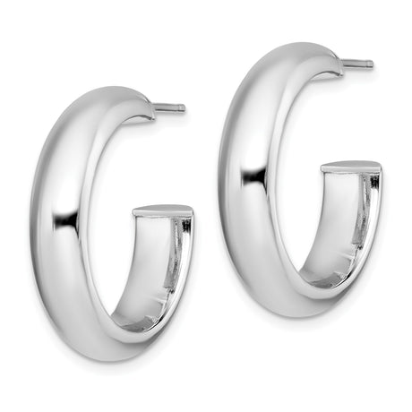 Sterling Silver Hoop Earrings with Cubic Zirconia, Rhodium Plated Minimalist Round Design