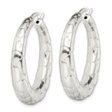Sterling Silver Hoop Earrings with Segmented Scale Texture, Reptile Pattern Design