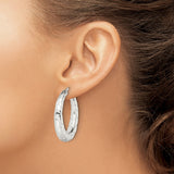 Sterling Silver Hoop Earrings with Segmented Scale Texture, Reptile Pattern Design