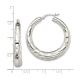 Sterling Silver Hoop Earrings with Segmented Scale Texture, Reptile Pattern Design