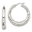 Sterling Silver Hoop Earrings with Segmented Scale Texture, Reptile Pattern Design