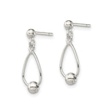 Sterling Silver Dangle Earrings with Open Teardrop Design and Ball Accent