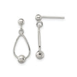 Sterling Silver Dangle Earrings with Open Teardrop Design and Ball Accent