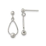 Sterling Silver Dangle Earrings with Open Teardrop Design and Ball Accent