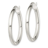 Sterling Silver Hoop Earrings, Polished Round Design with Latch Back Closure, Lightweight Minimalist Style