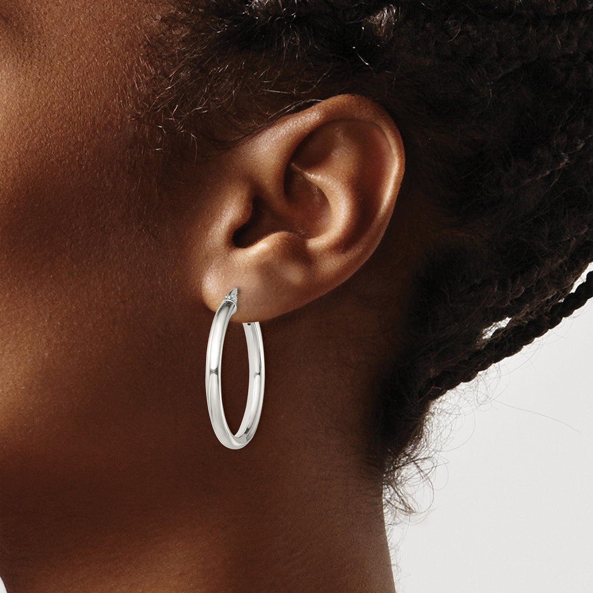 Sterling Silver Hoop Earrings, Polished Round Design with Latch Back Closure, Lightweight Minimalist Style
