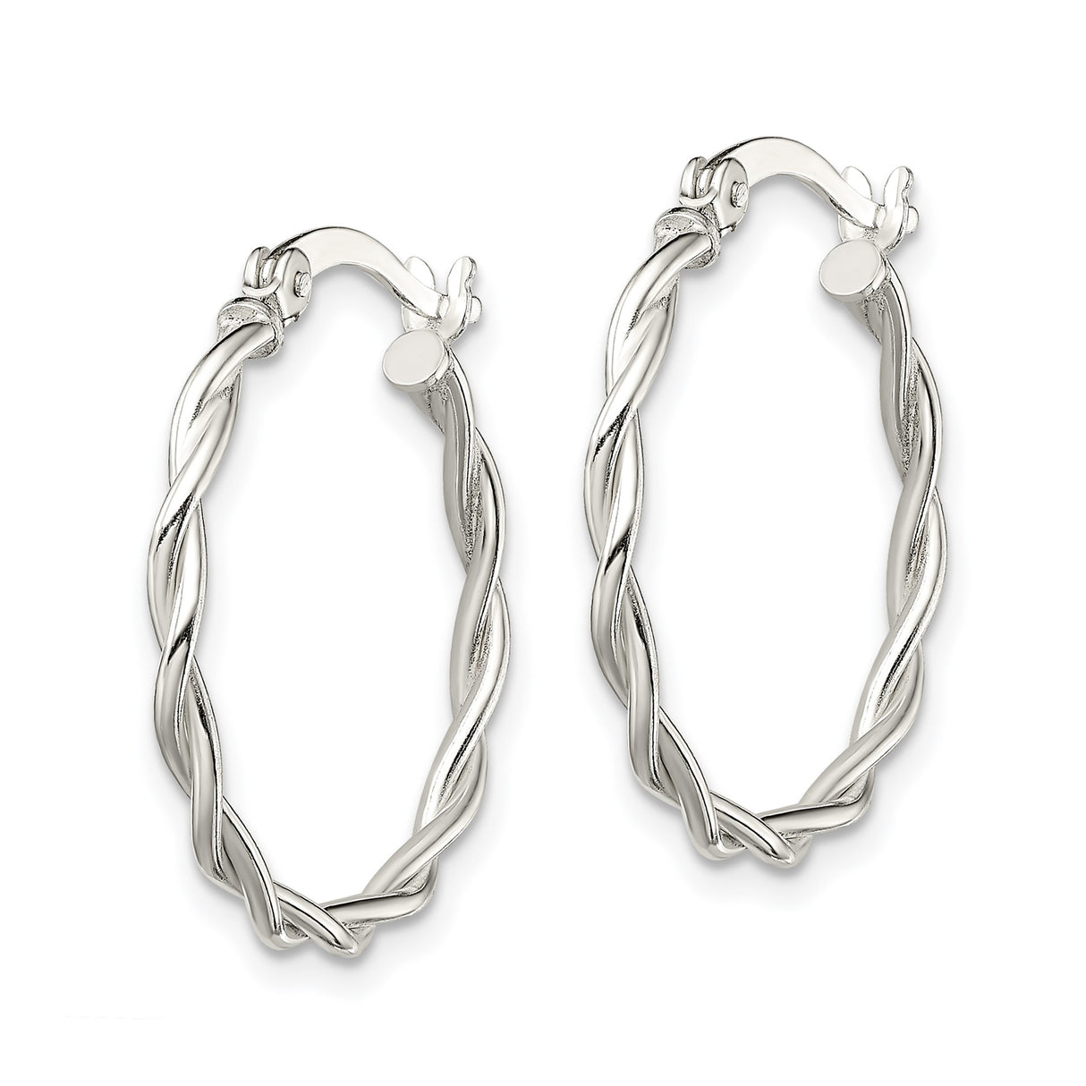Sterling Silver Twisted Hoop Earrings, Braided Design with Polished Finish for Women