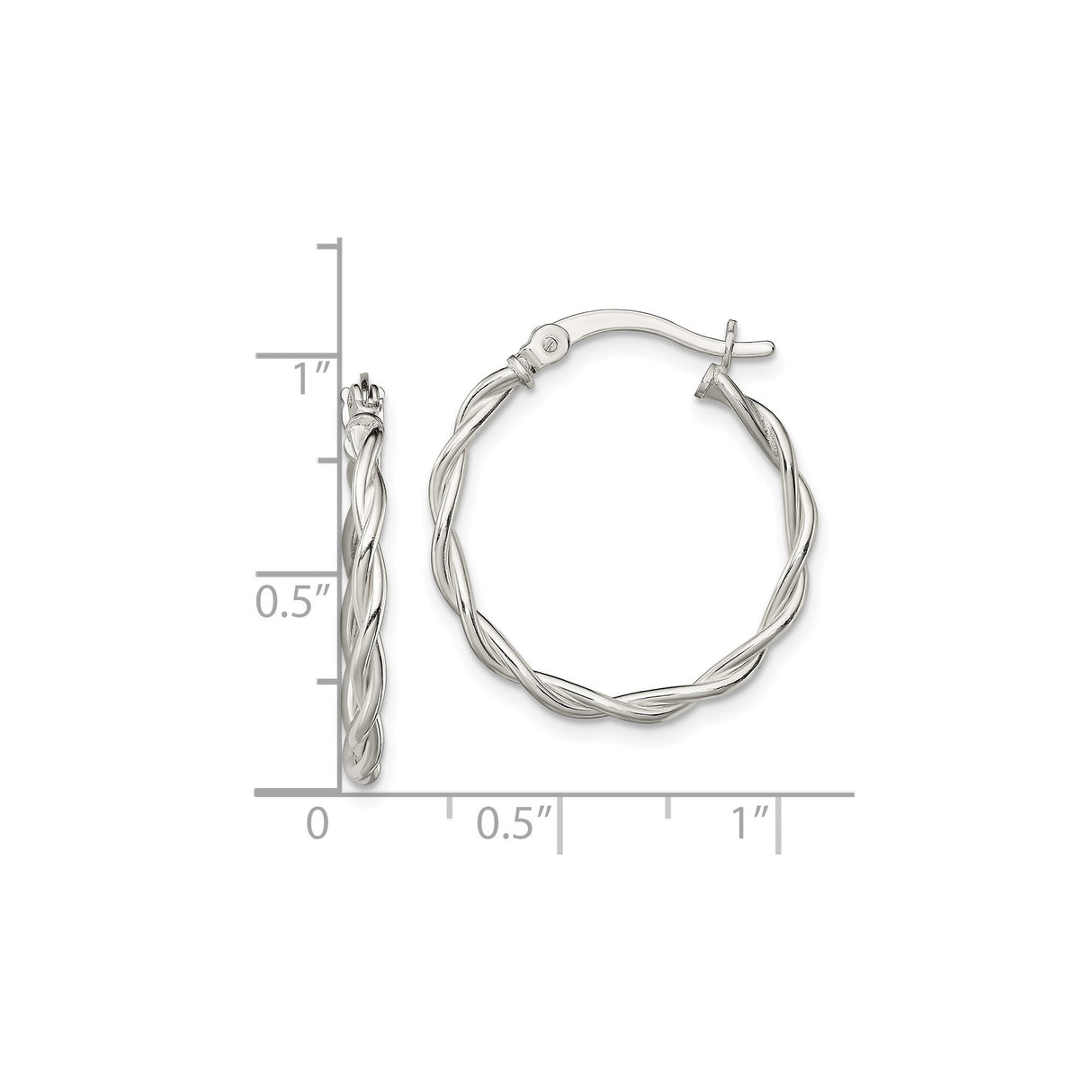 Sterling Silver Twisted Hoop Earrings, Braided Design with Polished Finish for Women