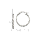 Sterling Silver Twisted Hoop Earrings, Braided Design with Polished Finish for Women
