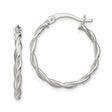 Sterling Silver Twisted Hoop Earrings, Braided Design with Polished Finish for Women