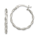 Sterling Silver Twisted Hoop Earrings, Braided Design with Polished Finish for Women