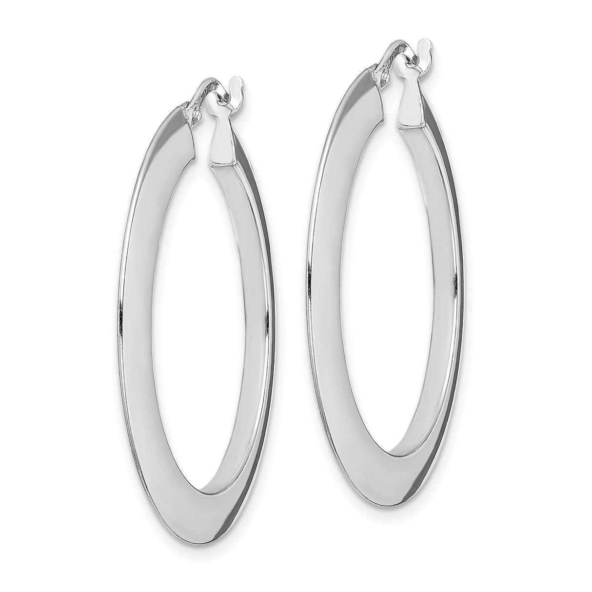 Sterling Silver Hoop Earrings, Large Rounded Dome Design, High Polish Minimalist Style