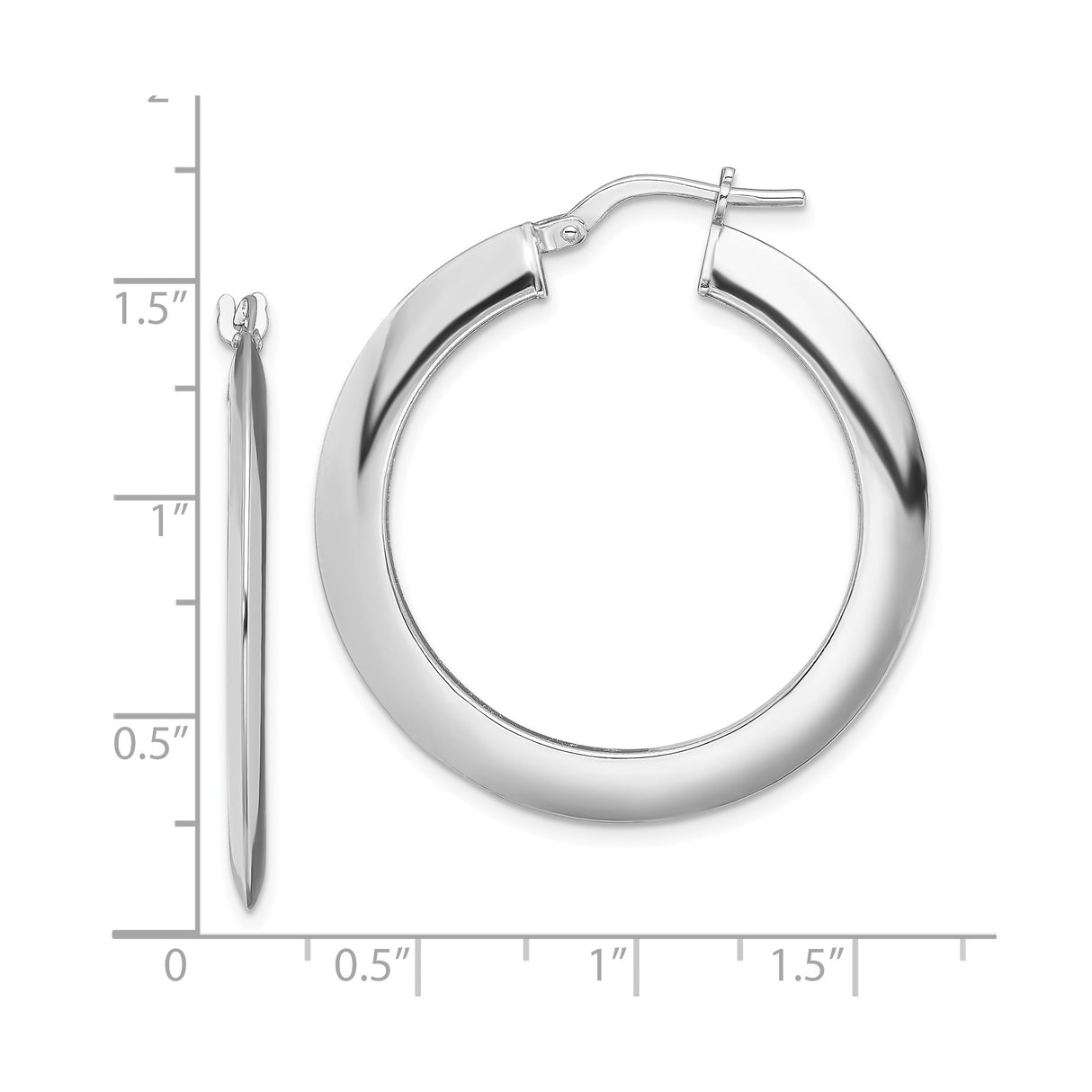 Sterling Silver Hoop Earrings, Large Rounded Dome Design, High Polish Minimalist Style