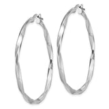 Sterling Silver Hoop Earrings with Twisted Spiral Design, Lightweight High-Polish Finish for Women