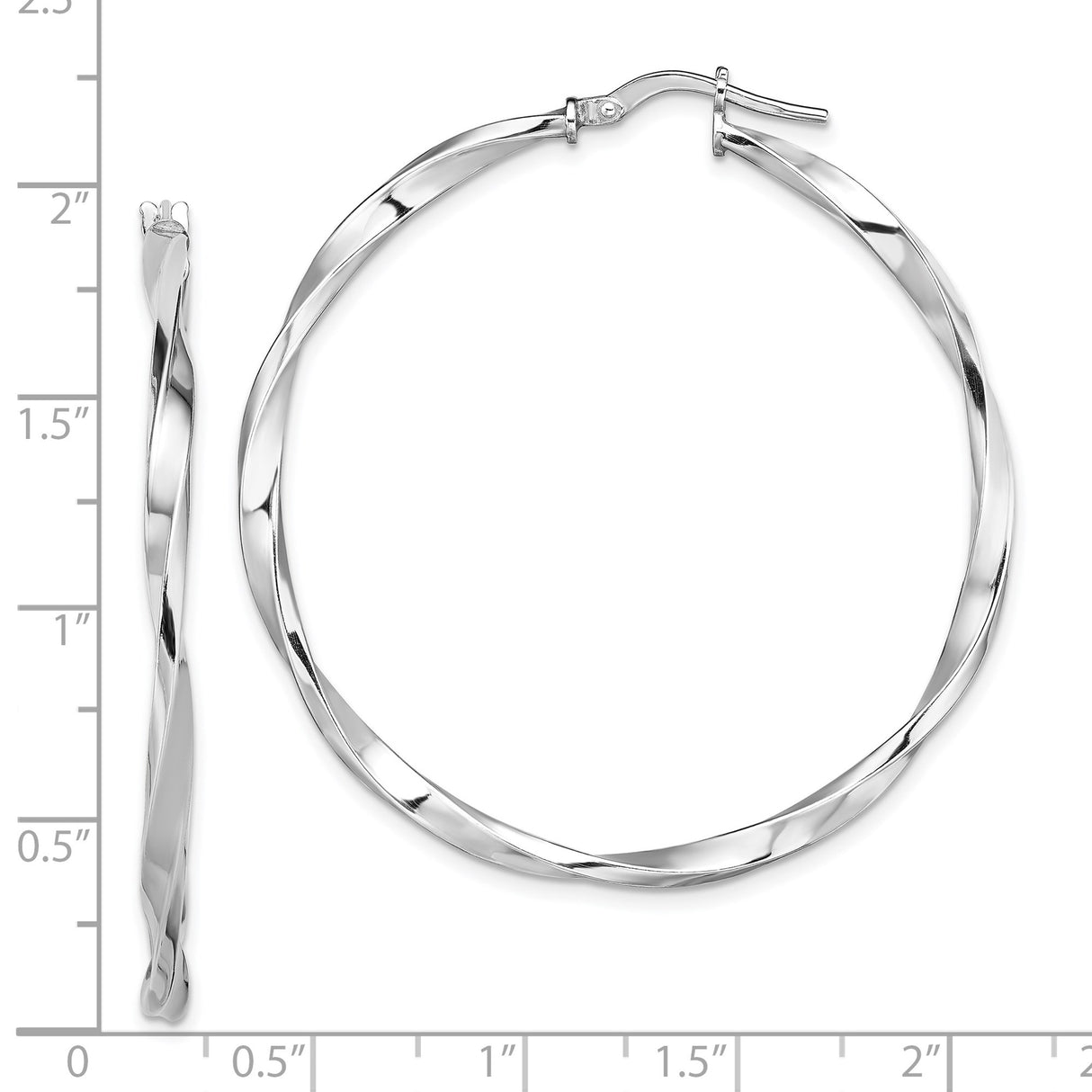Sterling Silver Hoop Earrings with Twisted Spiral Design, Lightweight High-Polish Finish for Women